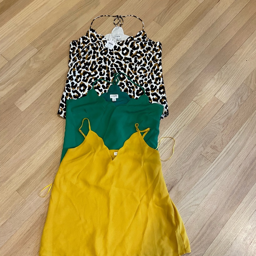 J. Crew Leopard, Green, and Yellow Tank Tops